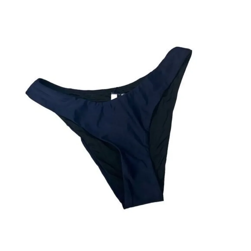 NWT J.Crew‎ Women's Small Navy Blue Curved Waist Cheeky Bikini Bottom BC125
